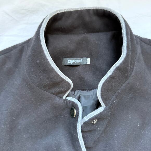 ZYFG Military Inspired Jacket, Snap Front, Black w/ Grey Piping, Euro size XXL - Picture 4 of 7